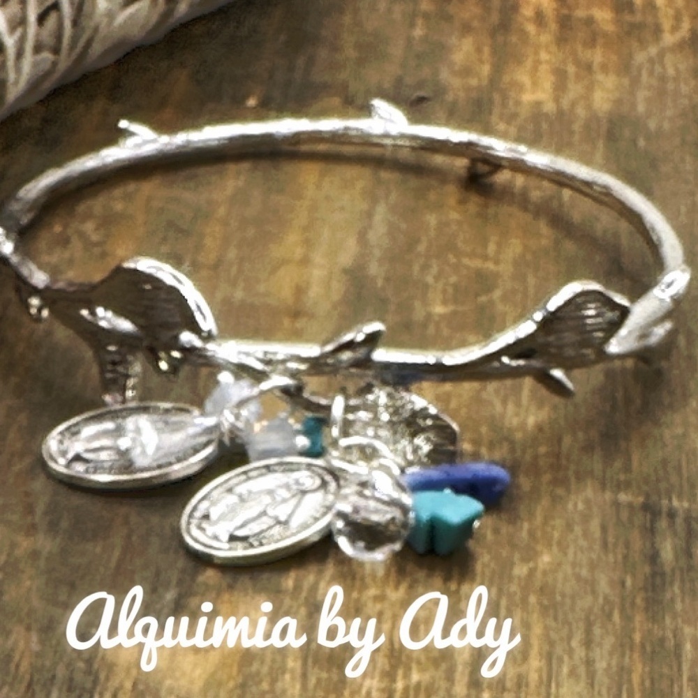 Turquoise and Lapis Silver and Blue Charm Bracelet